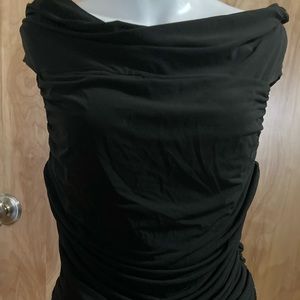 NWT Elie Tahari Black Sexy Off-Shoulder Ruched Top Sz L